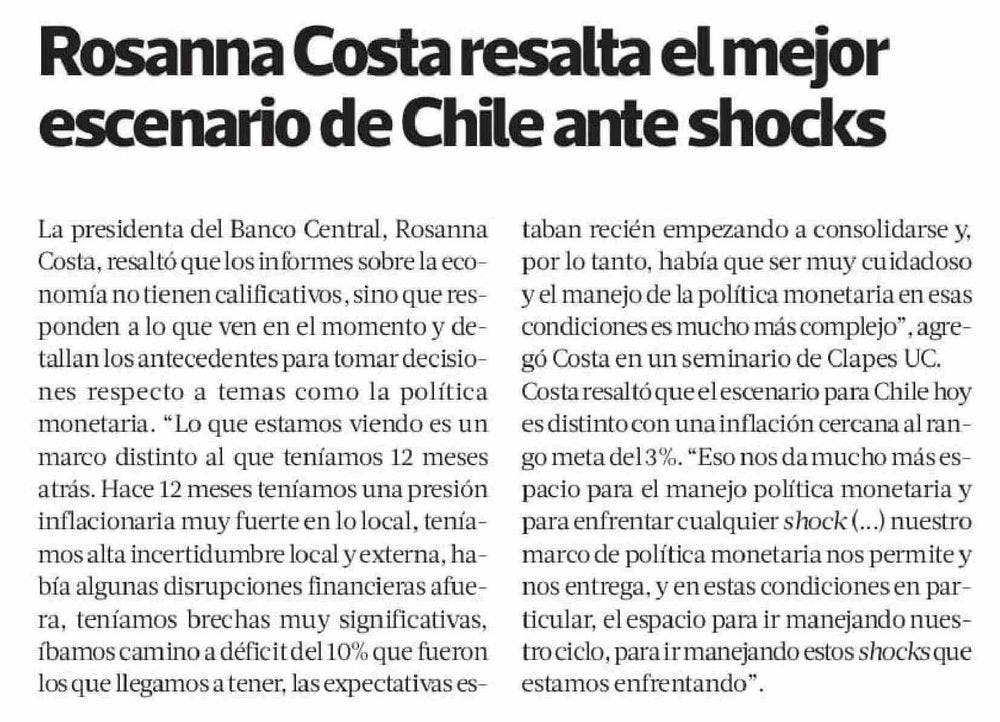 Presidenta del Banco Central resalta el mejor escenario que tiene Chile en caso de que algún impacto afecte a la economía local