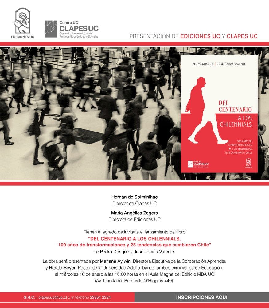 Lanzamiento del libro Del centenario a los chilennials. 100 años de transformaciones y 25 tendencias que cambiaron Chile