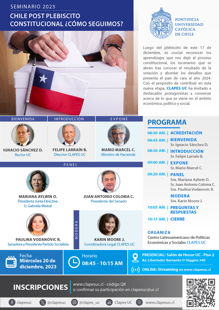 Seminario CLAPES UC: "Chile post plebiscito constitucional ¿Cómo seguimos?"